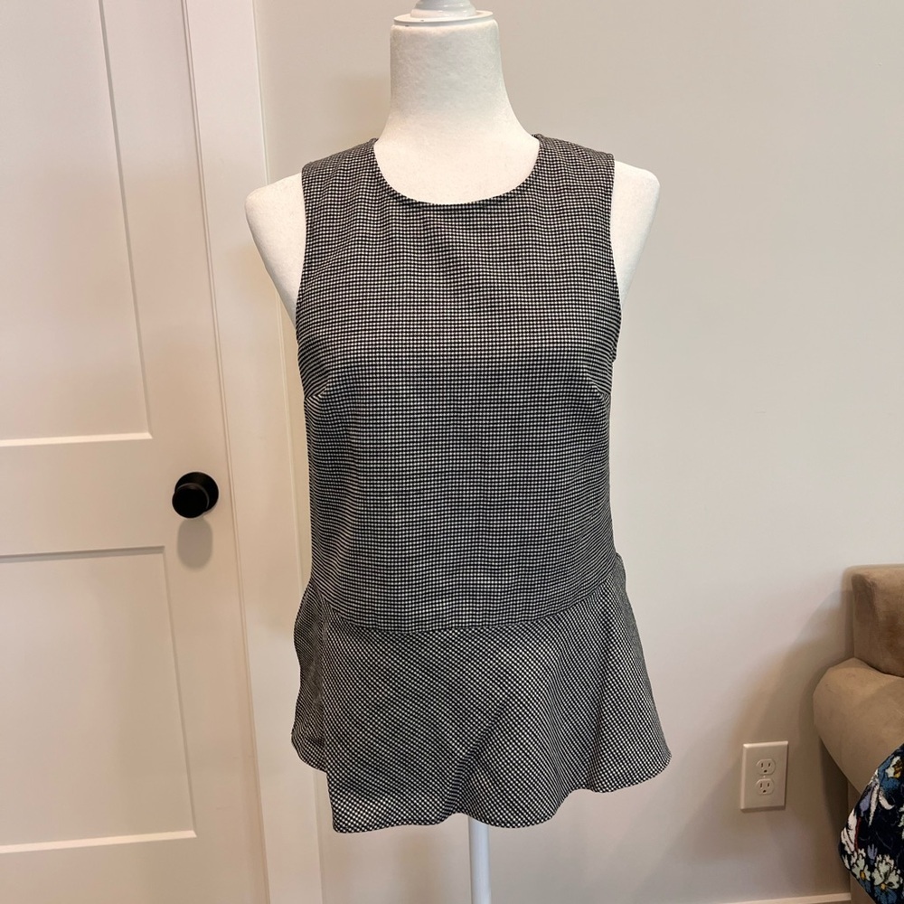 Theory Black and White Checkered Tank Top